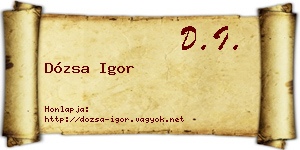 Dózsa Igor névjegykártya