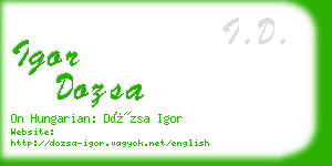 igor dozsa business card